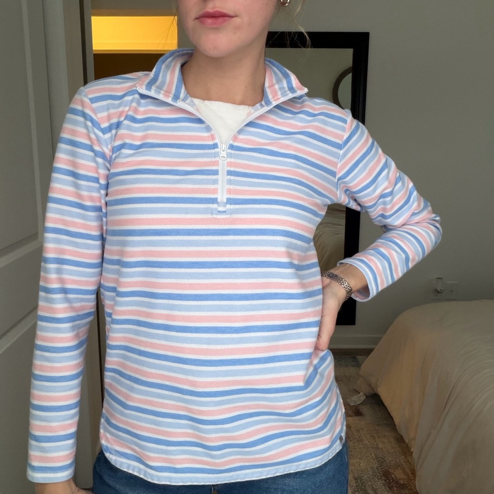 Talbots Pastel Striped Half-Zip Pullover